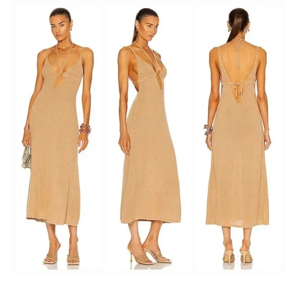 cult gaia Beige Knit Midi Dress